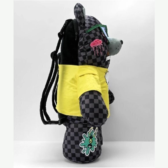 Sprayground x Spongebob Money Bear Teddy Bear Grey Checkered‎ Backpack - Picture 3 of 10